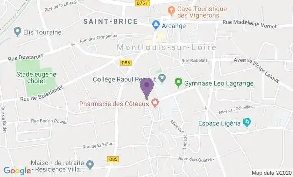 Localisation Crédit Mutuel Agence de Montlouis sur Loire