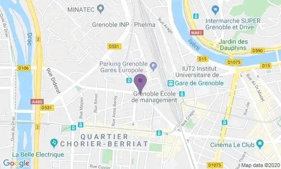 Localisation Crédit Mutuel Agence de Grenoble Europole