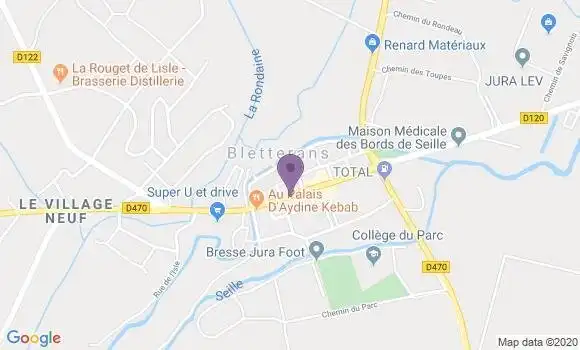 Localisation Crédit Mutuel Agence de Bletterans