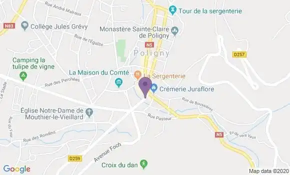 Localisation Crédit Mutuel Agence de Poligny