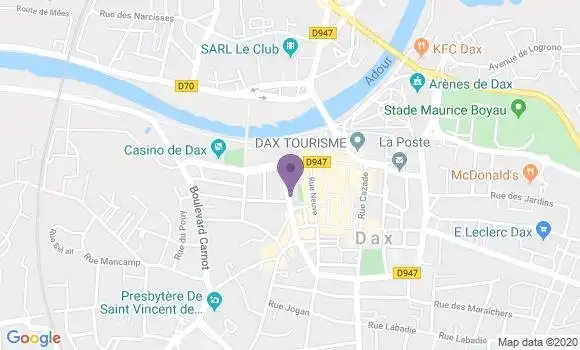Localisation Crédit Mutuel Agence de Dax