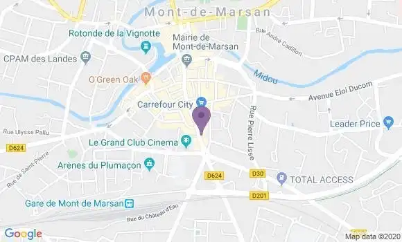 Localisation Crédit Mutuel Agence de Mont de Marsan