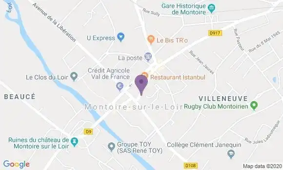 Localisation Crédit Mutuel Agence de Montoire sur le Loir