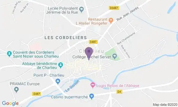 Localisation Crédit Mutuel Agence de Charlieu