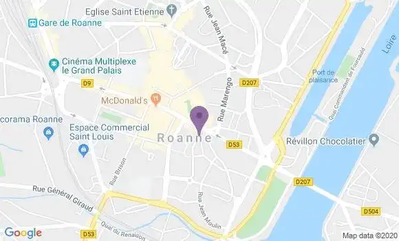 Localisation Crédit Mutuel Agence de Roanne