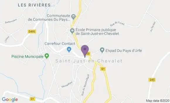 Localisation Crédit Mutuel Agence de Saint Just en Chevalet