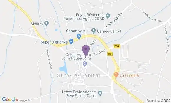 Localisation Crédit Mutuel Agence de Sury le Comtal