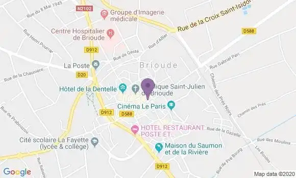 Localisation Crédit Mutuel Agence de Brioude