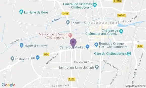 Localisation Crédit Mutuel Agence de Châteaubriant République