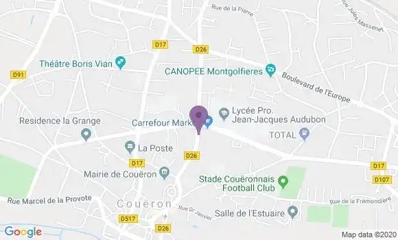 Localisation Crédit Mutuel Agence de Couëron