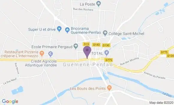 Localisation Crédit Mutuel Agence de Guémené Penfao