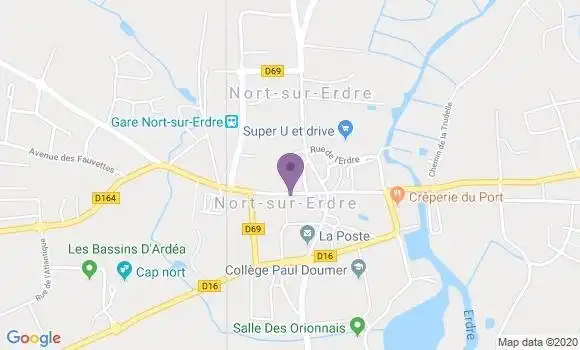 Localisation Crédit Mutuel Agence de Nort sur Erdre