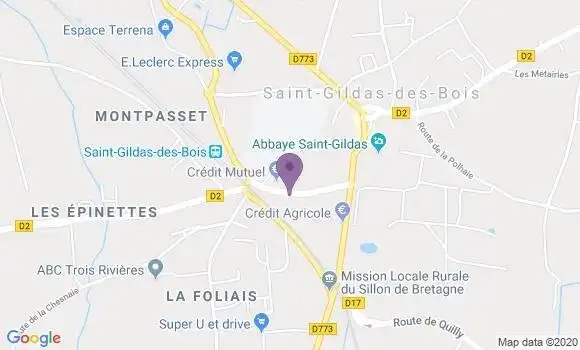 Localisation Crédit Mutuel Agence de Saint Gildas des Bois