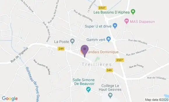 Localisation Crédit Mutuel Agence de Treillières