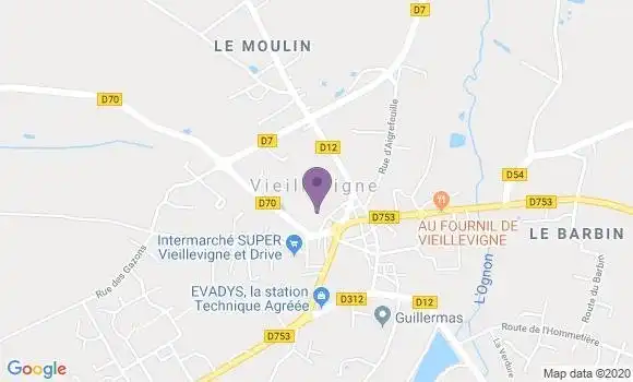 Localisation Crédit Mutuel Agence de Vieillevigne
