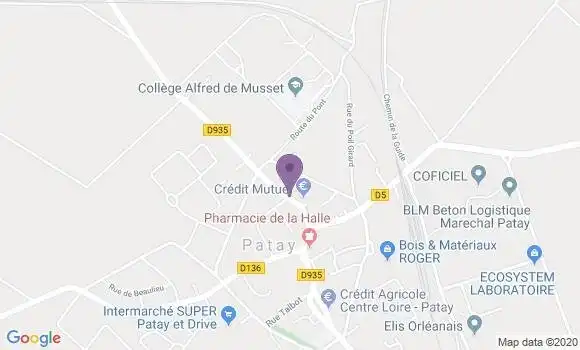Localisation Crédit Mutuel Agence de Patay