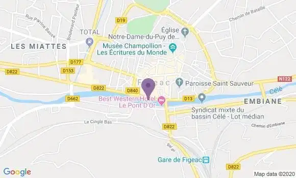 Localisation Crédit Mutuel Agence de Figeac