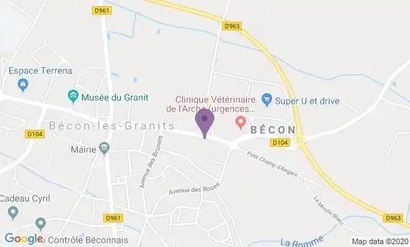 Localisation Crédit Mutuel Agence de Bécon les Granits
