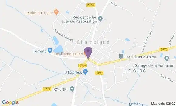 Localisation Crédit Mutuel Agence de Champigné