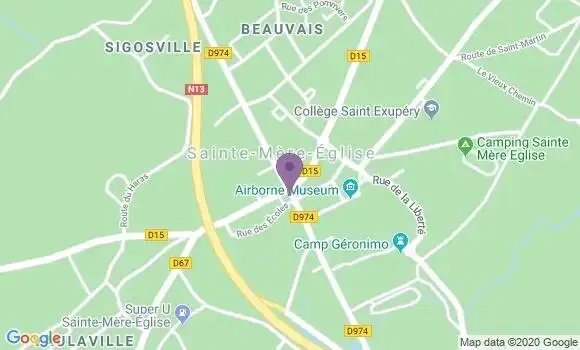 Localisation Crédit Mutuel Agence de Sainte Mère Eglise