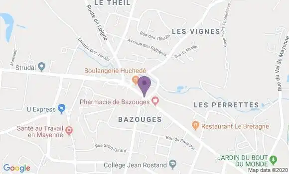 Localisation Crédit Mutuel Agence de Château Gontier Bazouges