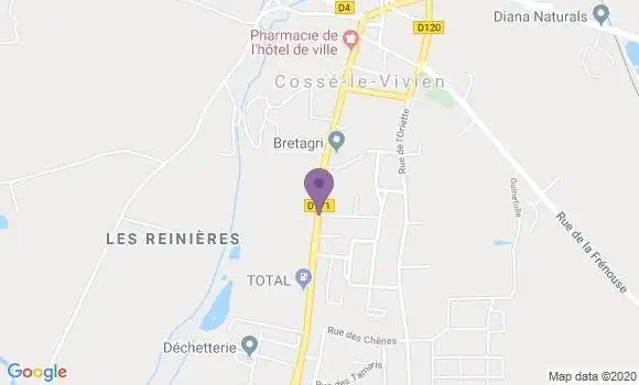 Localisation Crédit Mutuel Agence de Cosse le Vivien