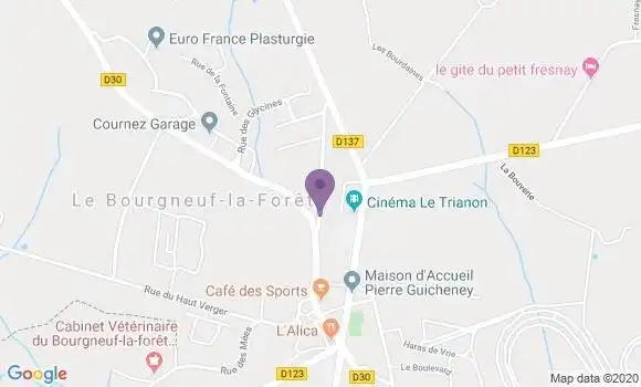 Localisation Crédit Mutuel Agence de Le Bourgneuf la Forêt