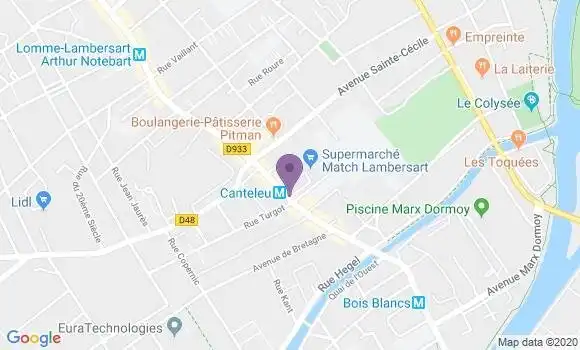 Localisation Société Générale Agence de Lille Canteleu