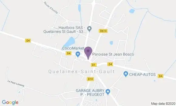 Localisation Crédit Mutuel Agence de Quelaines Saint Gault