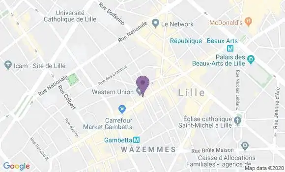 Localisation Société Générale Agence de Lille Gambetta