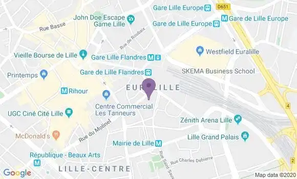 Localisation Société Générale Agence de Lille Gares