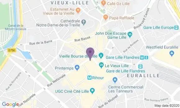 Localisation Société Générale Agence de Lille Grand Place