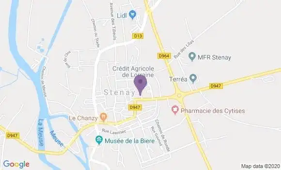 Localisation Crédit Mutuel Agence de Stenay