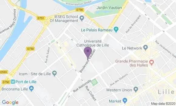Localisation Société Générale Agence de Lille Vauban