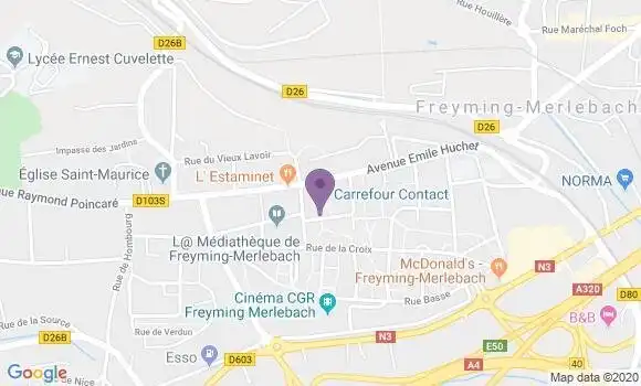 Localisation Crédit Mutuel Agence de Freyming Merlebach