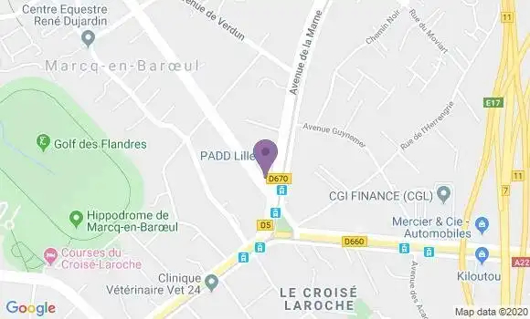 Localisation Société Générale Agence de Marcq en Baroeul Croisé