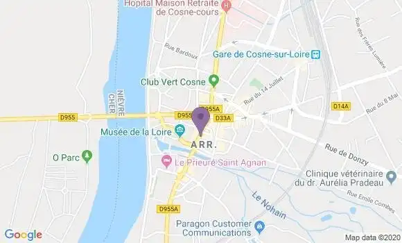 Localisation Crédit Mutuel Agence de Cosne Cours sur Loire