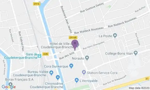 Localisation Crédit Mutuel Agence de Coudekerque Branche