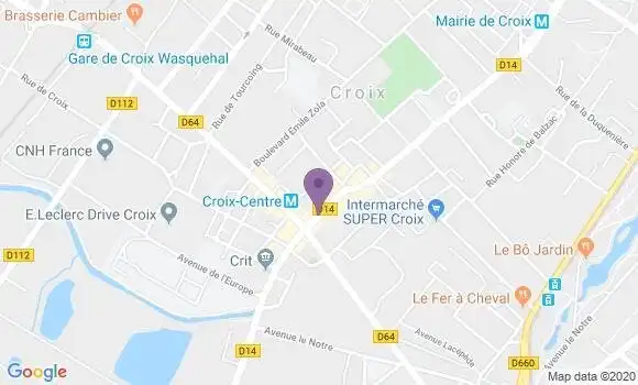 Localisation Crédit Mutuel Agence de Croix