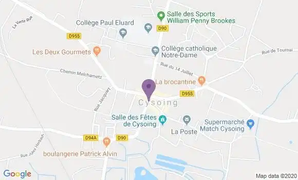 Localisation Crédit Mutuel Agence de Cysoing