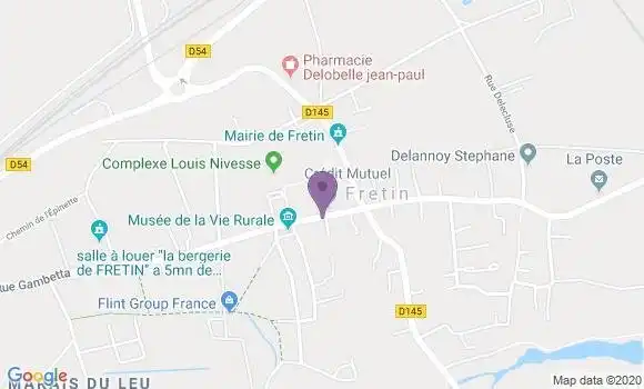 Localisation Crédit Mutuel Agence de Fretin
