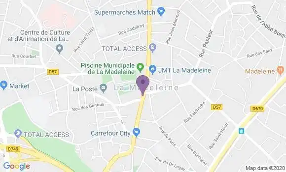 Localisation Crédit Mutuel Agence de La Madeleine