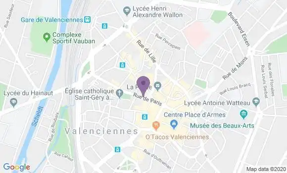 Localisation Société Générale Agence de Valenciennes Centre
