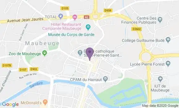 Localisation Crédit Mutuel Agence de Maubeuge