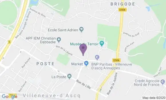 Localisation Société Générale Agence de Villeneuve d