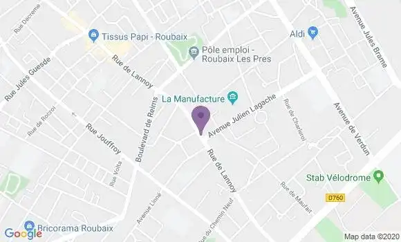 Localisation Crédit Mutuel Agence de Roubaix Fraternité