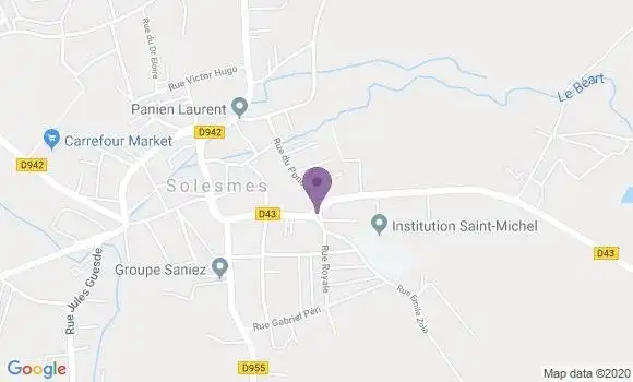Localisation Crédit Mutuel Agence de Solesmes