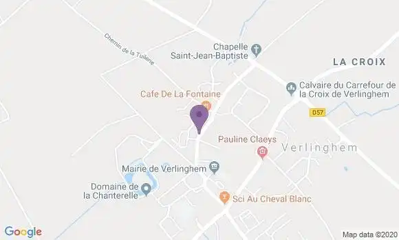 Localisation Crédit Mutuel Agence de Verlinghem
