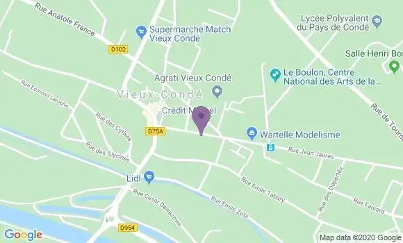 Localisation Crédit Mutuel Agence de Vieux Condé