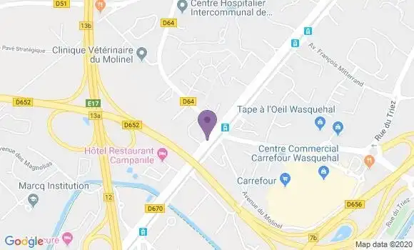 Localisation Crédit Mutuel Agence de Wasquehal
